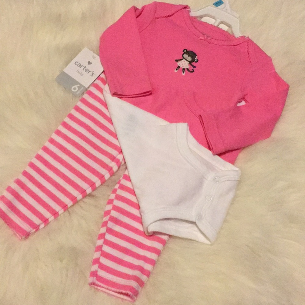 Carters 3 piece outfit monkey ballerina Onesie